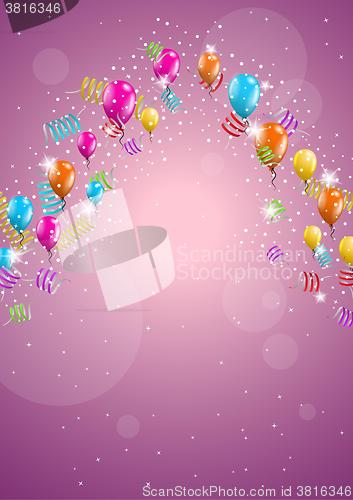 Image of background with balloons and confetti