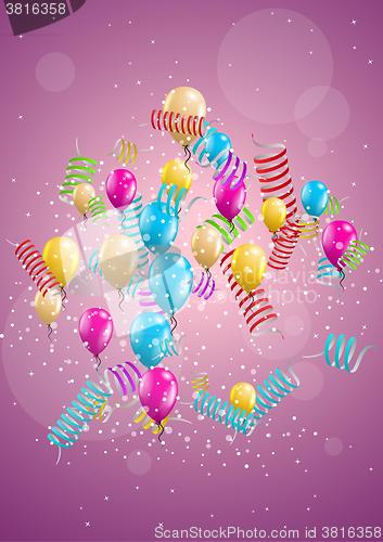 Image of background with balloons and confetti