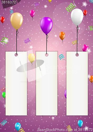 Image of background with balloons and confetti