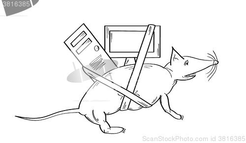 Image of mouse animal and computer