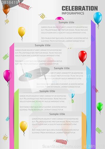 Image of celebration infographics with balloons