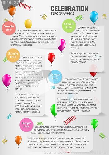 Image of celebration infographics with balloons