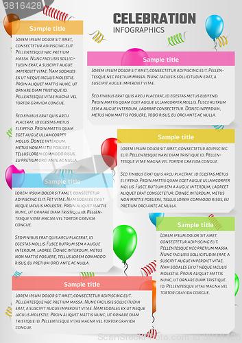 Image of celebration infographics with balloons