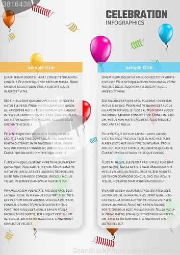 Image of celebration infographics with balloons