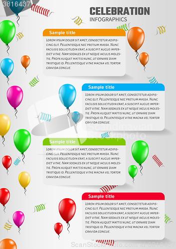 Image of celebration infographics with balloons