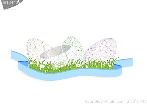 Image of easter eggs created from messy connected dots