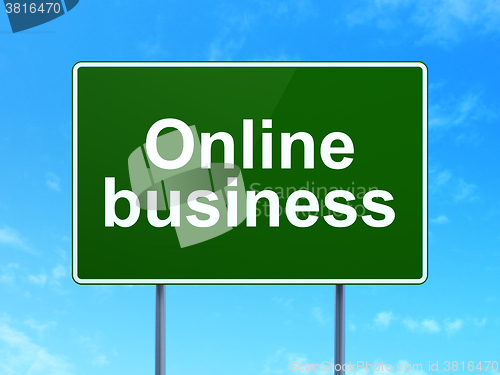Image of Business concept: Online Business on road sign background