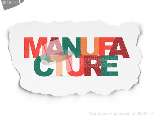 Image of Manufacuring concept: Manufacture on Torn Paper background