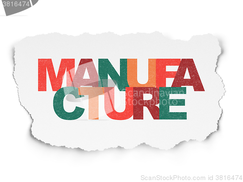 Image of Manufacuring concept: Manufacture on Torn Paper background