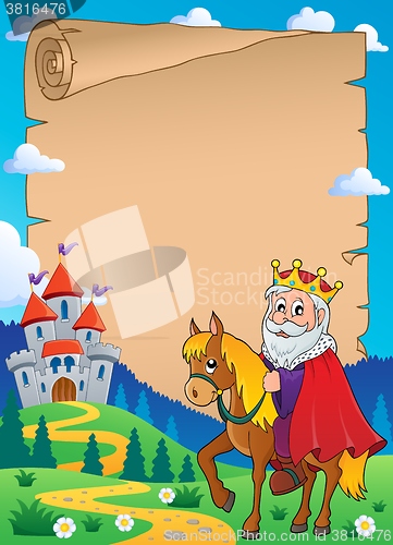 Image of Parchment with king on horse theme 1