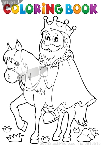 Image of Coloring book king on horse theme 1