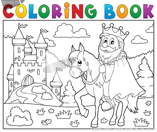 Image of Coloring book king on horse theme 2