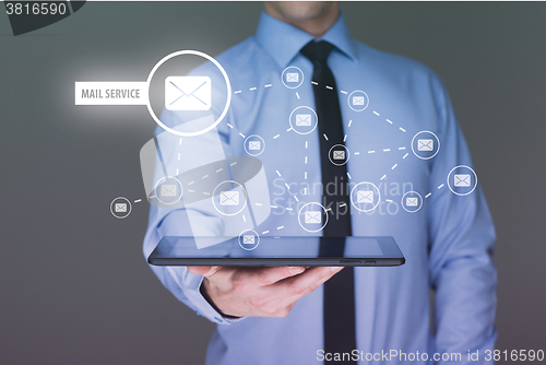 Image of Business check e-mail and sending  on tablet.