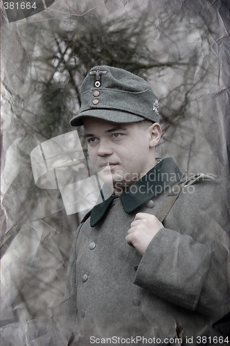 Image of WWII german soldier.Retro stile