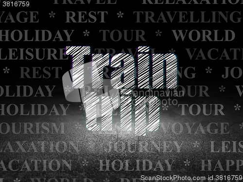 Image of Vacation concept: Train Trip in grunge dark room