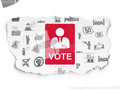 Image of Political concept: Ballot on Torn Paper background