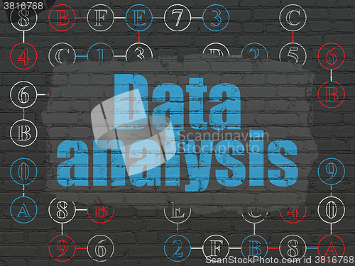 Image of Data concept: Data Analysis on wall background