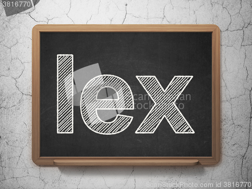 Image of Law concept: Lex on chalkboard background
