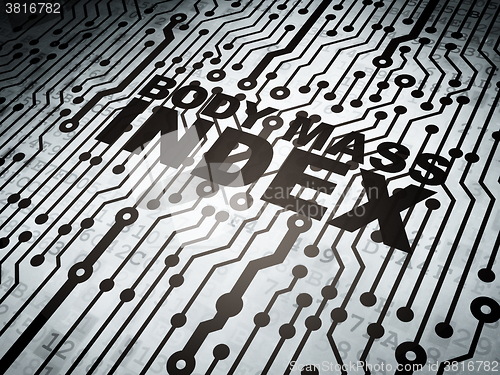 Image of Health concept: circuit board with Body Mass Index