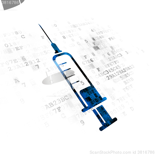 Image of Medicine concept: Syringe on Digital background