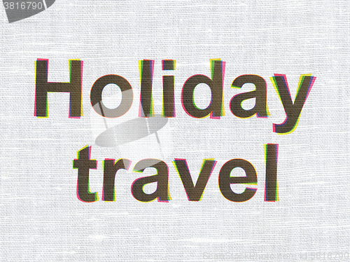 Image of Vacation concept: Holiday Travel on fabric texture background