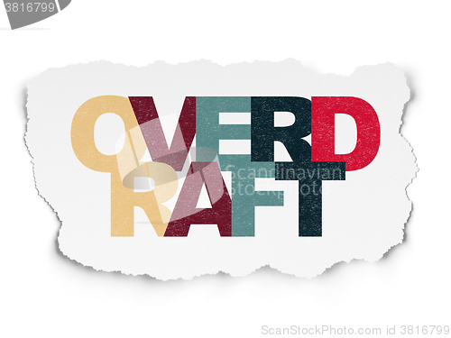 Image of Finance concept: Overdraft on Torn Paper background