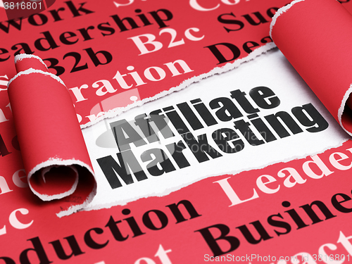 Image of Finance concept: black text Affiliate Marketing under the piece of  torn paper