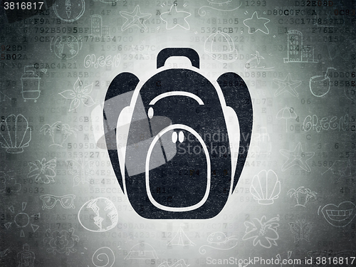 Image of Travel concept: Backpack on Digital Paper background