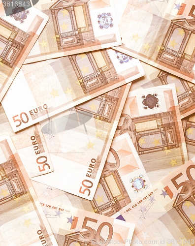 Image of  Euro bankonotes background vintage