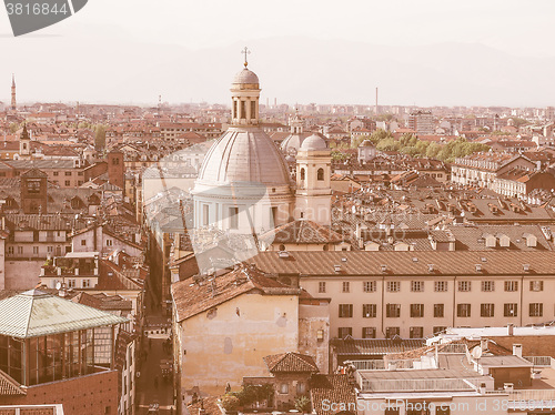 Image of Retro looking Aerial view of Turin