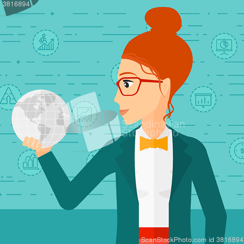 Image of Woman holding globe.