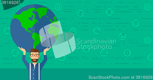 Image of Man holding globe.