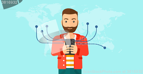 Image of Man using smartphone.