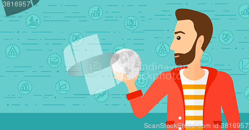 Image of Man holding globe.