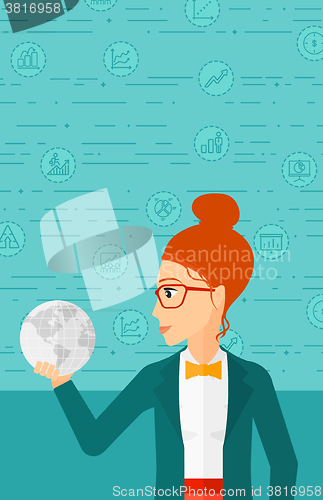 Image of Woman holding globe.