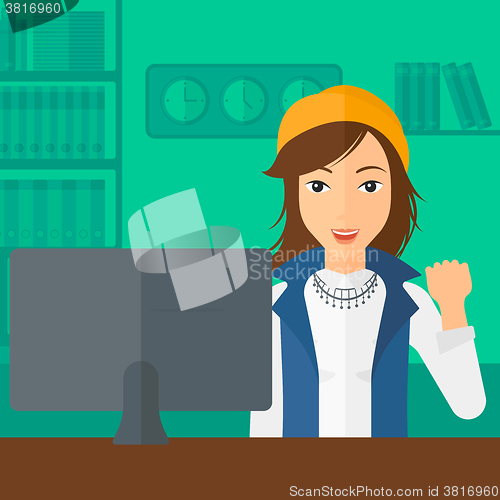 Image of Cheerful successful woman.