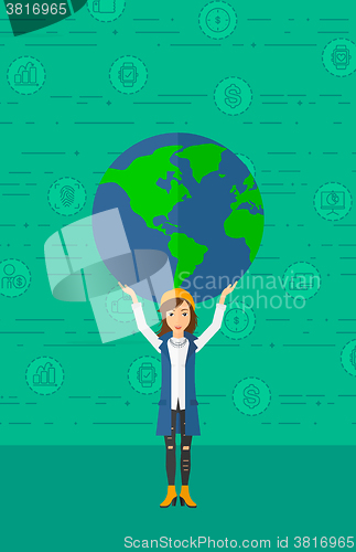 Image of Woman holding globe.