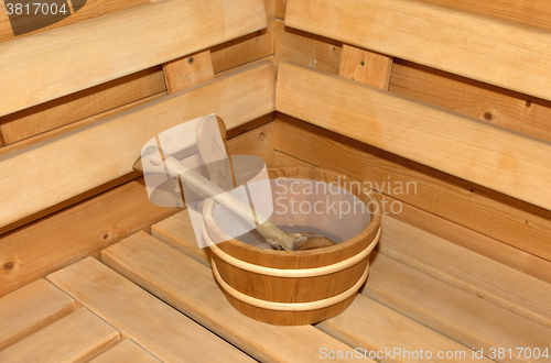 Image of Small home Finnish wooden sauna