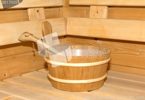 Image of Small home Finnish wooden sauna