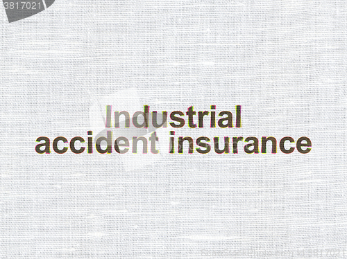 Image of Insurance concept: Industrial Accident Insurance on fabric texture background