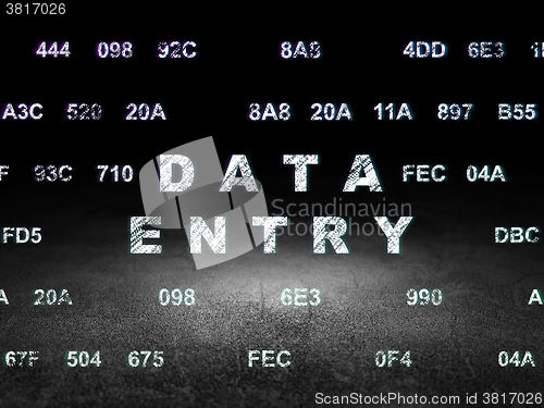 Image of Data concept: Data Entry in grunge dark room