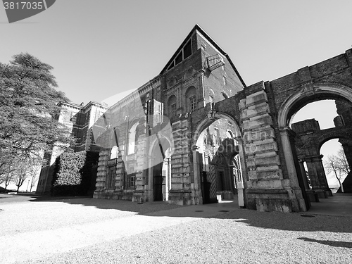 Image of Rivoli Castle in Rivoli in black_and_white