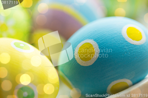 Image of close up of colored easter eggs