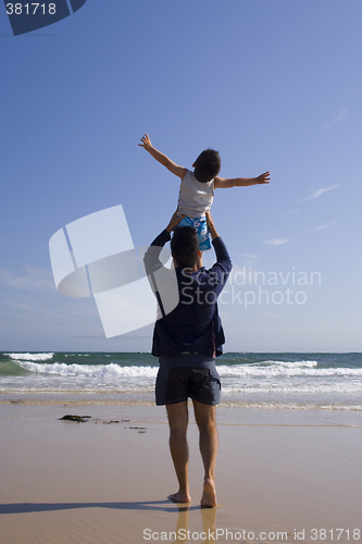 Image of Father and son at the beach