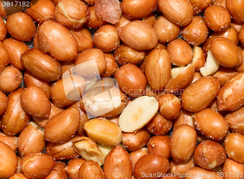 Image of Stack of unshelled peanuts, salted