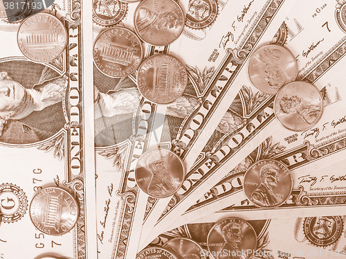 Image of  Dollar coins and notes vintage