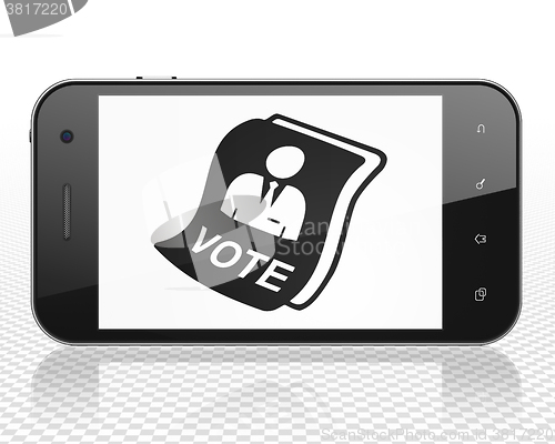 Image of Political concept: Smartphone with Ballot on display