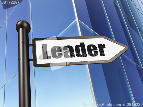 Image of Finance concept: sign Leader on Building background