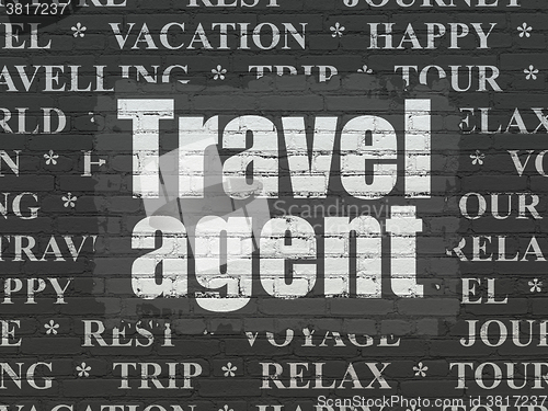 Image of Travel concept: Travel Agent on wall background