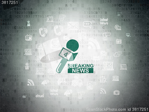 Image of News concept: Breaking News And Microphone on Digital Paper background